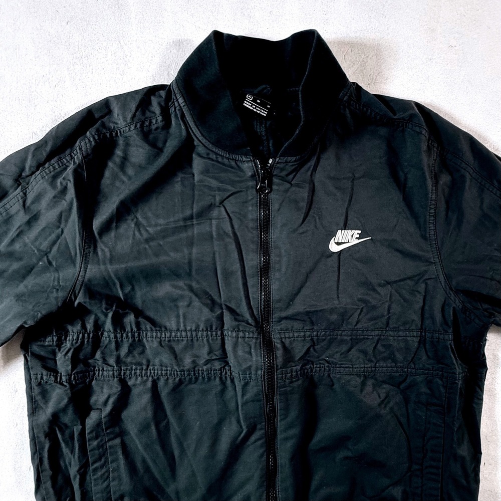 Nike Bomber Jacket‎ Mens Medium Full Zip Logo Athletic Black Outerwear